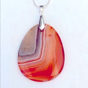 Orange & brown pendant necklace